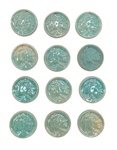 Set of 12 UND Sioux Ceramic Pendants Lot 15, Teal by Maker Unknown
