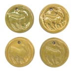 Set of 4 Non-Partisan League Convention Ceramic Goat Pendants, Yellow Lot 1 by Maker Unknown