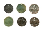 Set of 6 NDSU Bison Ceramic Pendants Lot 13, Greens by Maker Unknown