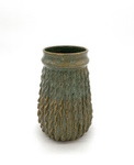C PCH 016-0447, Green and brown textured vase by Margaret Pachl