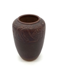 C MSC 486-1201 Gift, Brown vase with Native American imagery by Margaret Kelly Cable