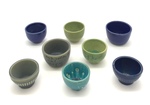 Glaze Test Bowls, Lot 4 - Greens and Blues by Makers Unknown