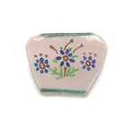 Trapezoid Ceramic Glaze Test Tile with Flowers by Makers Unknown