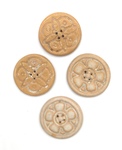 Ceramic Glaze Test Tiles, Set of 4 - Floral Button Design by Makers Unknown