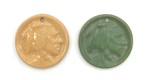 Sioux Head Ceramic Glaze Test Medallions, Green and Gold by Makers Unknown