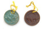 NDSU Bison Ceramic Pendants, Aqua and Brown by Makers Unknown