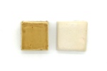 Set of 2 Glaze Test Tiles, White and Gold by Maker Unknown
