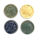 UND Sioux logo Glaze Test Medallions, Misc. Colors Set of 4 by Maker Unknown