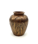 Brown Vase with Incised Irises by Vera Dahl