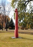 Untitled Tall Red Sculpture by Edward Walker