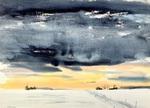 Untitled (Snowy Fields under Black and Yellow Sky) by Helge Ellis Ederstrom