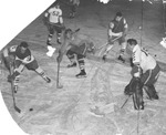 UND Hockey players Jim Medved, George Dickinson, Joe Silovick, Dan McKinnon, Robert Murray, and Gordon Christian at Practice