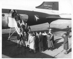 UND Hockey Team Boards a Flight in February 1958
